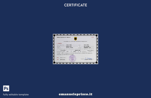 modello PSD di certificato di matrimonio tedesco in stile verificato